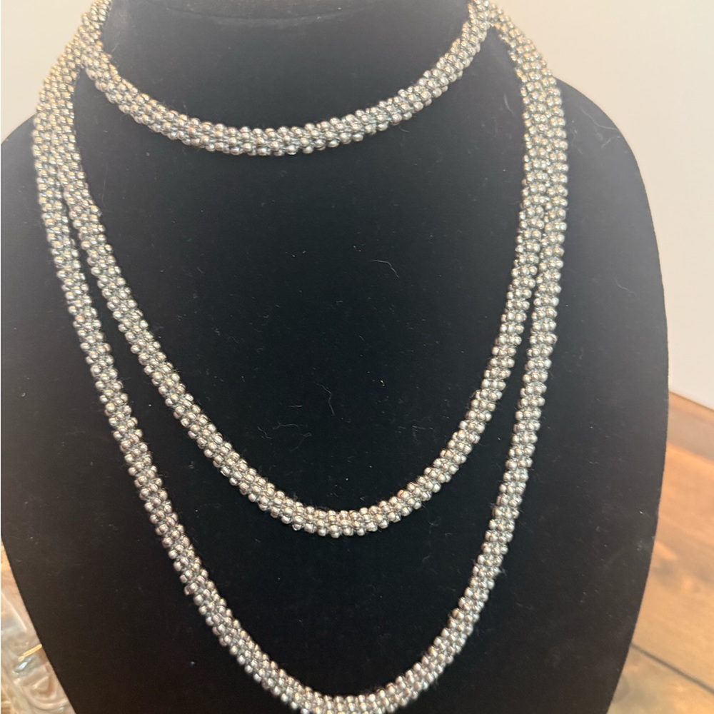 Long Silver Rope Necklace - Picture 2 of 2